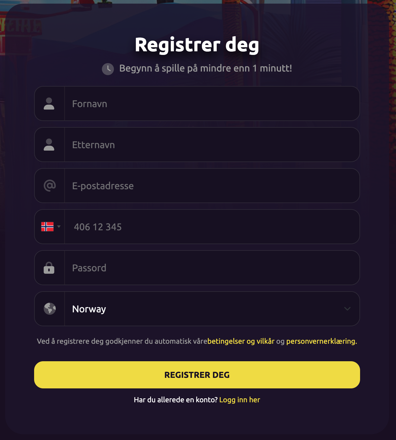Prive Casino norge registrering